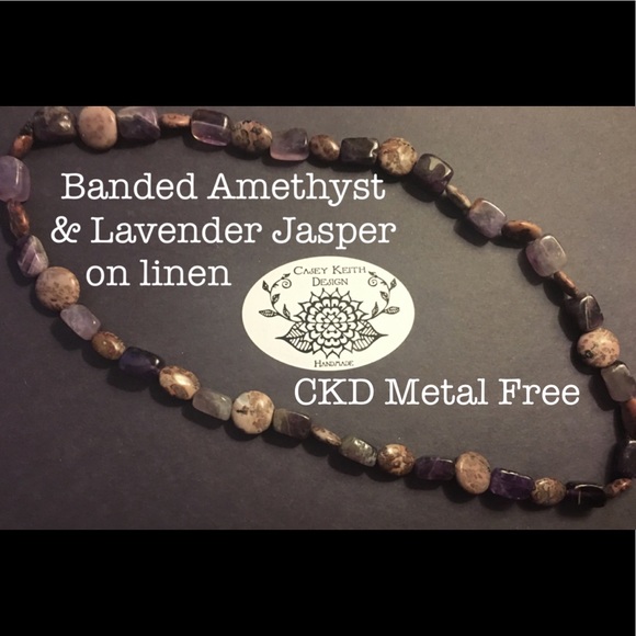 Banded Amethyst & Lavender Jasper Necklace - Picture 2 of 8